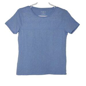 Talbots Petite Women's Short Sleeve Lace Yoke Top, Size Sp Usado.